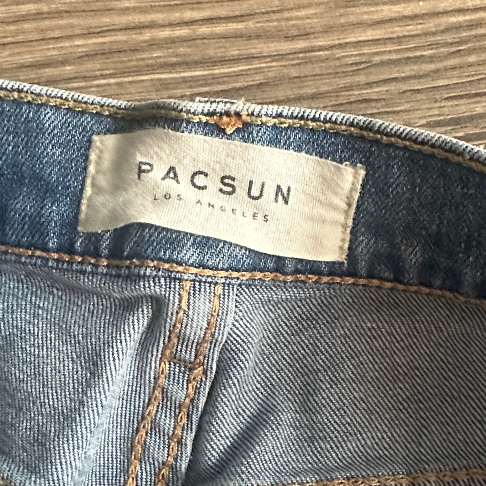 PacSun Medium Blue Ripped Cropped Jeans - Picture 2 of 10